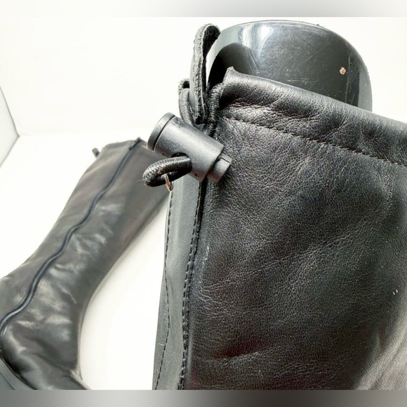 Vintage Y2K Nine West Black Leather Square Toe Platform Boots Women's Size 8 - Picture 7 of 9